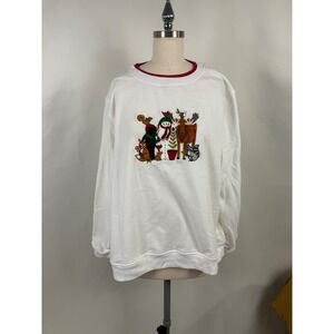 Heritage Charm XXL‎ Old Christmas Embroidered 90's Holiday Cozy Sweater Lounge